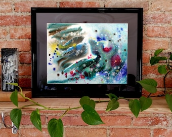 Modern abstract ink painting, contemporary minimalist painting, designer living room wall decoration, unique original artwork for wall decor