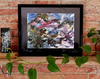 Modern abstract ink painting, contemporary minimalist painting, designer living room wall decoration, unique original artwork for wall decor