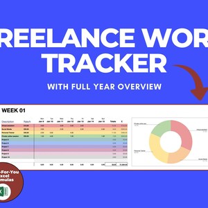 Freelance Work Tracker Google Sheets Template | Income Spreadsheet | Weekly Yearly Goal Planner ...