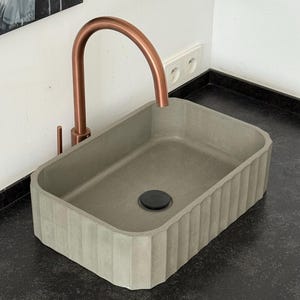Concrete Sink – Rectangular ribbed countertop Wash basin – Modern Industrial Loft Style. Vessel Sink. Individual orders custom made item.