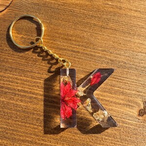 Red Floral Letter K Keychain - Etsy