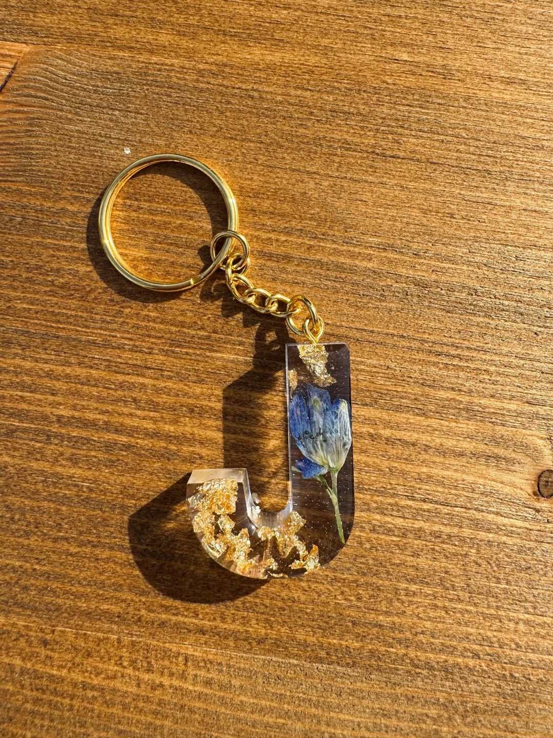Blue Floral Letter J Keychain - Etsy
