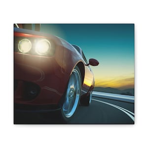 Sunset Drive Canvas Print: Car Art Decor for Auto Enthusiasts