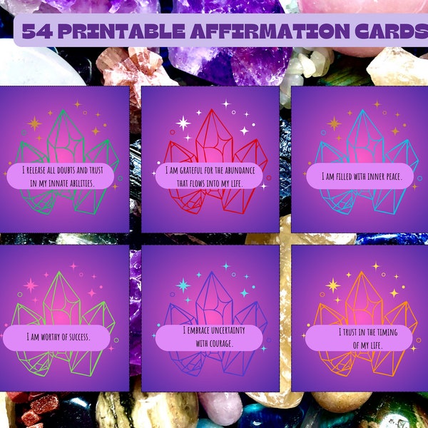 Printable Crystal Positive Affirmation Cards/ Stickers