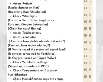 Nursing Checklist/ Ventilator