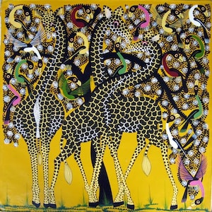 Tinga Tinga 777, by Ally, Intertwined Giraffes and Birds!