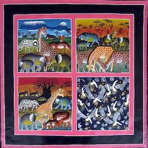 Tinga Tinga 804, by Sufiani, 2 x 2 paintings of various interesting animals all on one canvas!