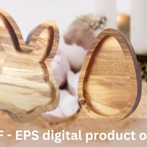 Easter Bunny and Egg bundle file cute serving plates file for wood project for CNC router files DXF EPS