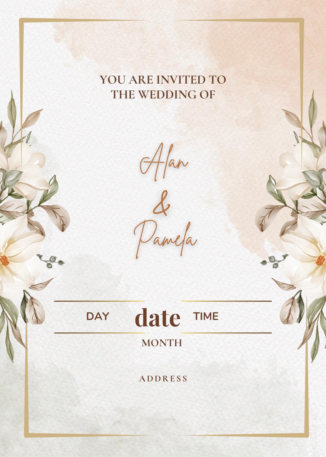 Classic Elegant Wedding Invitation Template Editable PDF Download