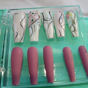 My body is beautiful hand-painted press-on nails