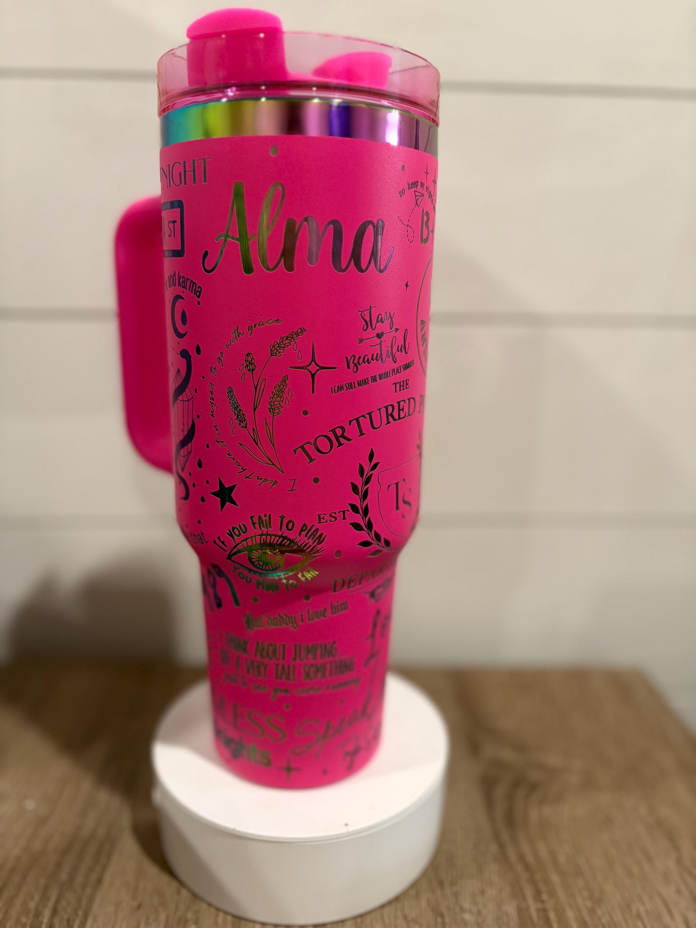 personalized Taylor 40oz tumbler with handle lid and straw stainless steel engraved tumbler custom made gift for her laser engraved