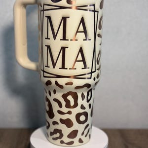 personalized 40 oz tumbler custom engraved tumbler with copper undertone custom mama tumbler cheetah print tumbler gift idea for mom