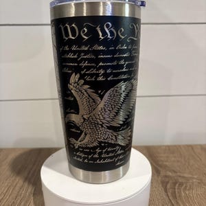 black 20 oz tumbler American flag eagle we the people freedom patriotic gift for dad fathers day USA pride veteran gift for him
