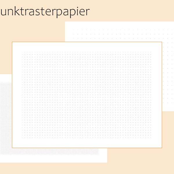 Punktrasterpapier, Bullet journal, Gepunktetes Papier, Punkte, Punktraster, Hobonichi, Rasterpapier, Rasterdiagramm, Digitales Rasterpapier