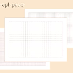 May include: Three sheets of graph paper with a grid pattern. The paper is white with a light pink grid.