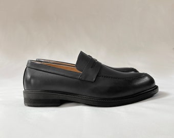 Klassieke formele Penny Loafers van Egyptisch leer voor heren, zwart, handgemaakt