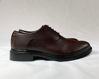 Oxfords de cuero egipcio formal clásico para hombre, marrón, hecho a mano