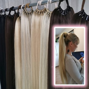 Personnalisation de la couleur des extensions de queue de cheval, je vais mélanger vos couleurs Fausse queue de cheval, élastique NoClipIn, Extension de cheveux, Perruque, Ombre, Couleur naturelle image 1