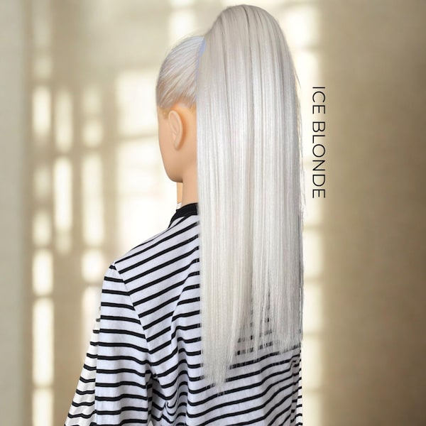 Ponytail Ice Blonde Extension on elasticband, full blonde colours, Synthetic Hair, Festival decoration hair