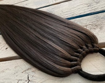Bruine nep paardenstaartverlenging, synthetische natuurlijke kleur, Cuztomize kleur bruin, Dance Festical Hair 4k