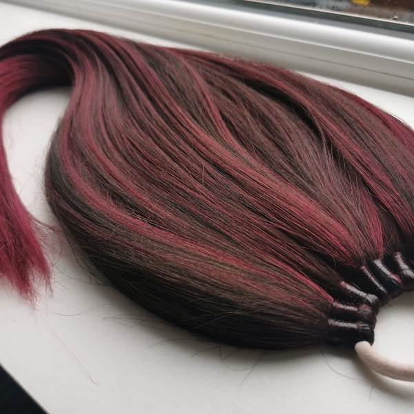 Dark Red Burgundy Ponytail Hair Extension, Cuztomize Colour, Fake Ponytail on elastic band, Wig