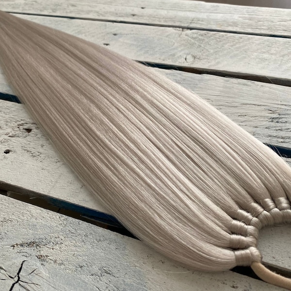 WHITE SILVER BLONDE Ponytail Extension On Rubber Band, Synthetic Hair Extension 14/18/24/28 Inch, Wig, Hair Falls, Dance Festival Decoration