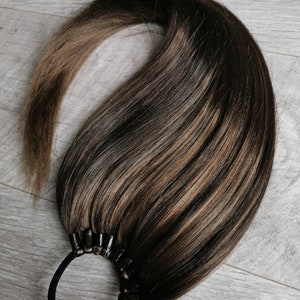 Personnalisation de la couleur des extensions de queue de cheval, je vais mélanger vos couleurs Fausse queue de cheval, élastique NoClipIn, Extension de cheveux, Perruque, Ombre, Couleur naturelle image 8