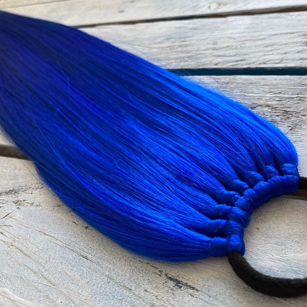 COBALT BLUE Ponytail Extension On Elastic Band, Sythetic Hair Extension 18/24/28 Inch, Wig Hair, Hair Falls, Dance Festival Decoration