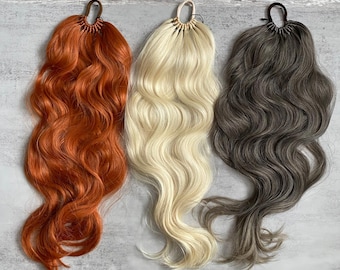 Wavy Ginger Blonde Ponytail Extension: Synthetic Hair Braid - 22-24 inch
