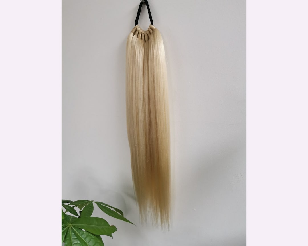 Light Blonde Ponytail Extensions 1828inch Synthetic Clip Elastic Band Ponytail Hair Short
