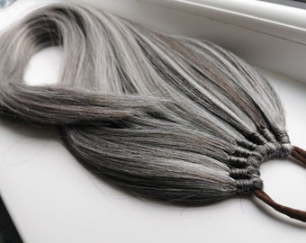 Grey Ponytail Extension on elasticband, full blonde colours, Synthetic Hair, Festival decoration hair