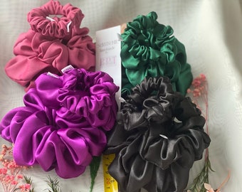 Set Of 3 Satin Scrunchies XXL, Medium, Small, Hair  Srunchies, Womans Accesories, Kids, sets, gift for her, Elastic hair care, Hair Tie