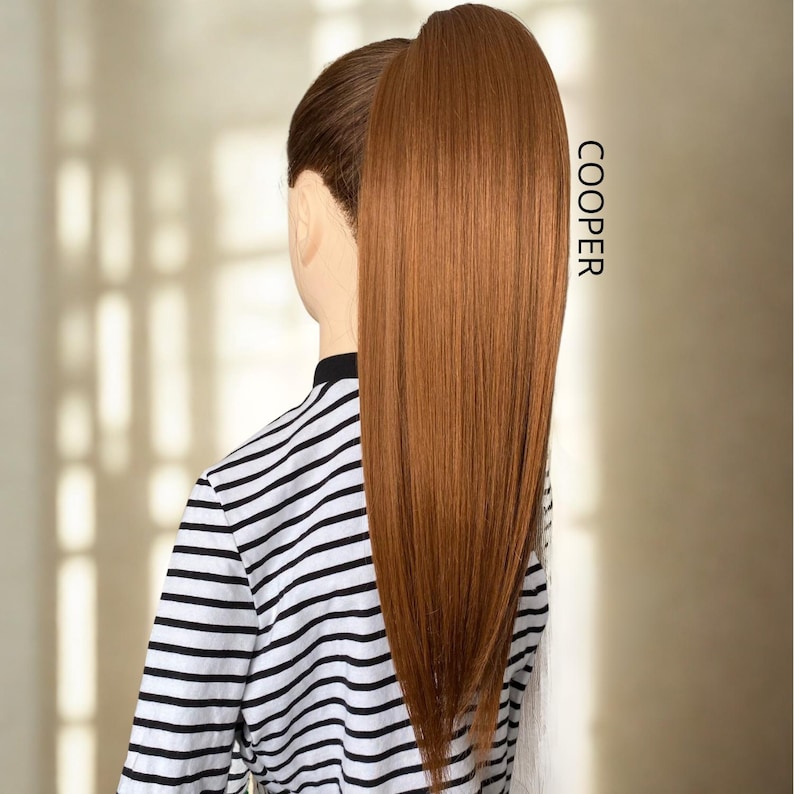 Foxy Red SHADES Ponytail Extension Ginger, Cooper, Mahogany Fake Ponytail, Band Rubber NoClipIn, Hair Extension, Wig, Ombre,Natural Color COOPER