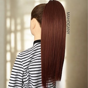 Foxy Red SHADES Ponytail Extension Ginger, Cooper, Mahogany Fake Ponytail, Band Rubber NoClipIn, Hair Extension, Wig, Ombre,Natural Color MAHOGANY