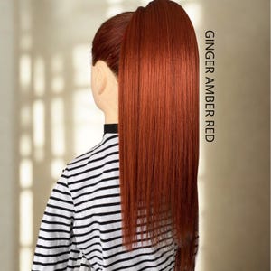 Foxy Red SHADES Ponytail Extension Ginger, Cooper, Mahogany Fake Ponytail, Band Rubber NoClipIn, Hair Extension, Wig, Ombre,Natural Color GINGER Amber Red