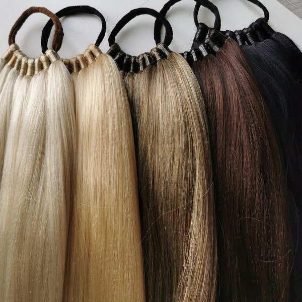 Extension de queue de cheval couleur blond brun cheveux noirs festival synthétique fausse queue de cheval dreads perruque enfants mariage décoration fête danse