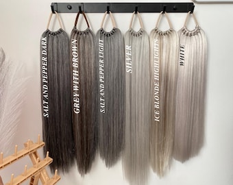 SALT AND PEPPER/grey Ponytail Extension Color Customization, Fake Ponytail, Band Rubber NoClipin, Hair Extension,Wig,Ombre,Natural Color