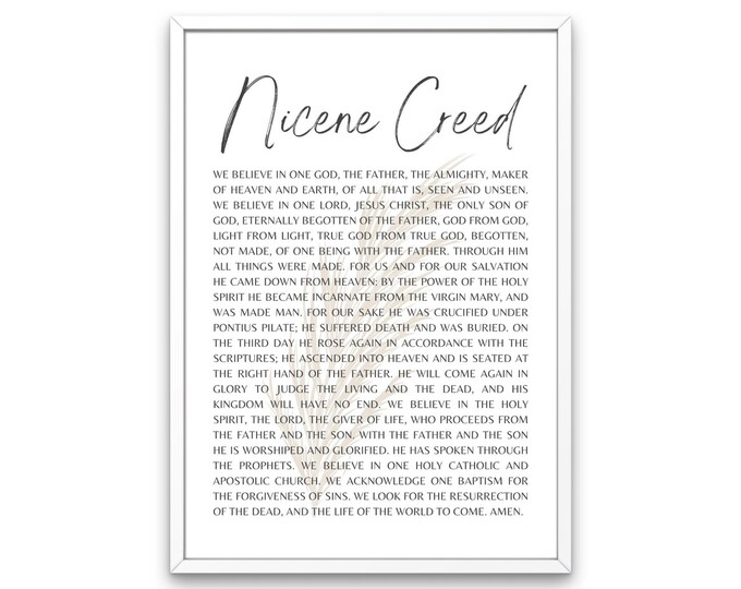 Nicene Creed Christian Printable, Minimalist, Modern Farmhouse Decor ...