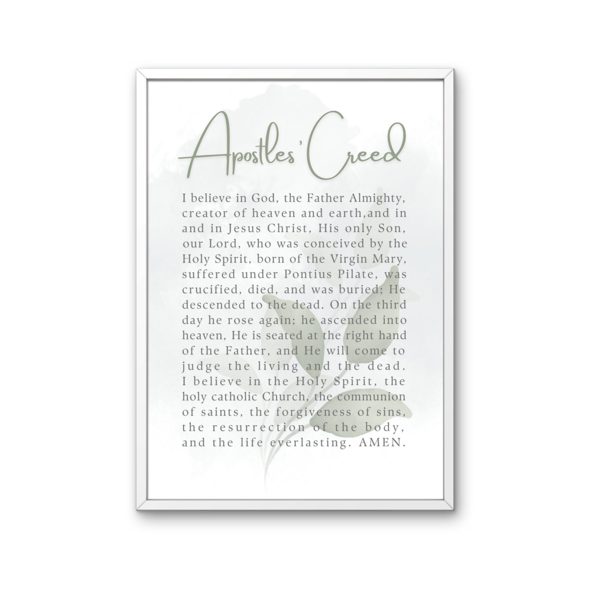 Apostles' Creed Christian Wall Art Christian Church Liturgy Profession