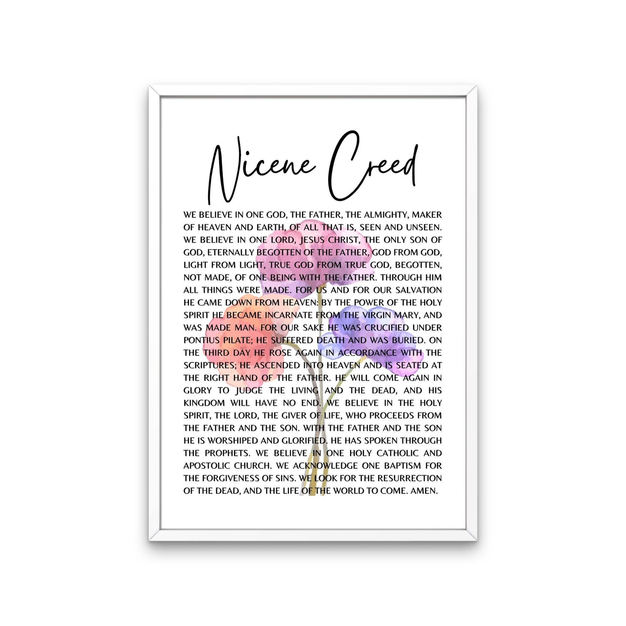 Nicene Creed Christian Printable, Minimalist, Flower Farmhouse Decor ...