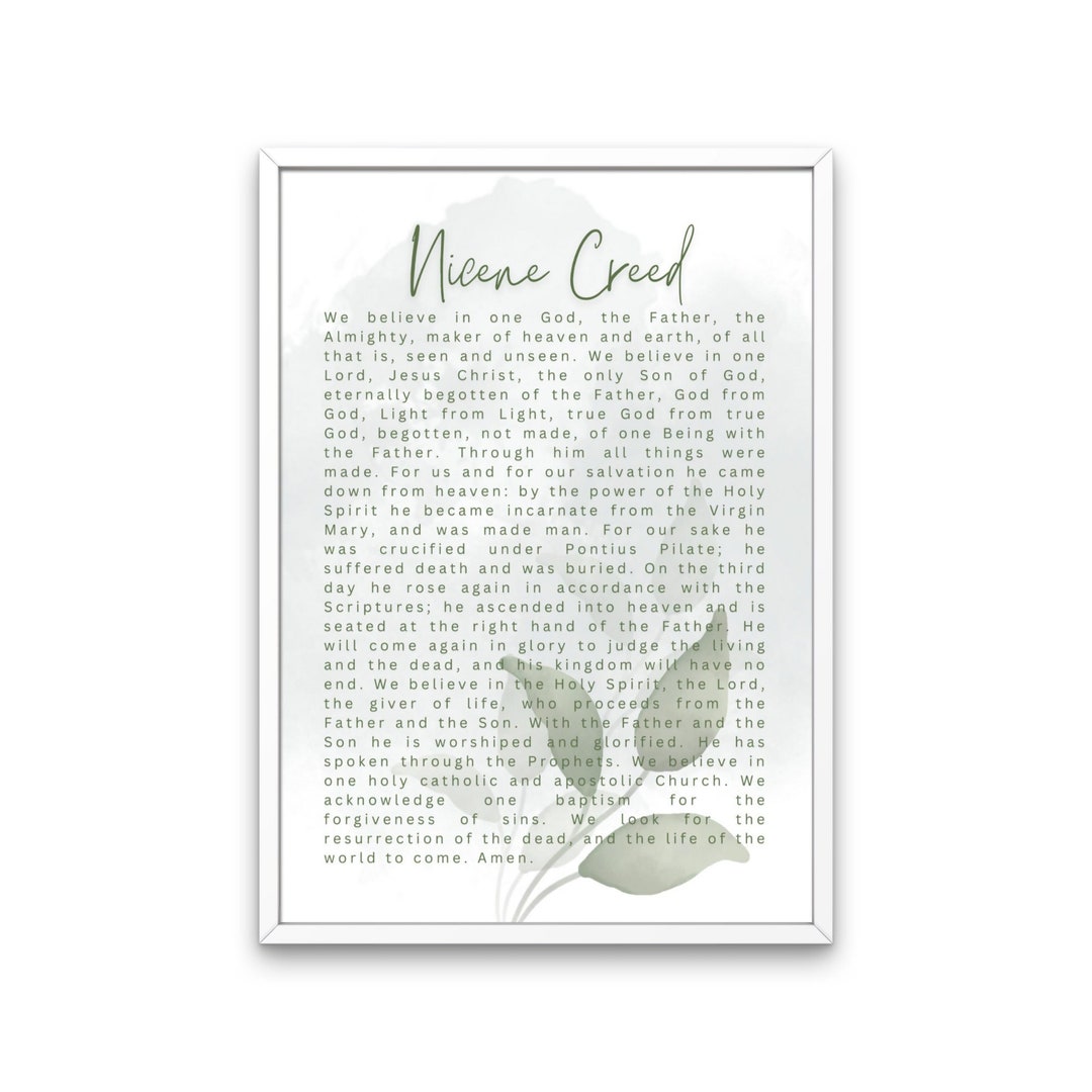 Nicene Creed Christian Printable, Minimalist, Modern Farmhouse Decor ...