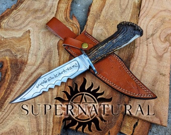 Supernatural Replica Knife: Ruby's Demon Knife | Real Antler Handle with Leather Sheath | Ruby's Cosplay Prop | Birthday Gift | Gift For Him