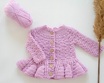 Crochet Baby Merino Cardigan pink