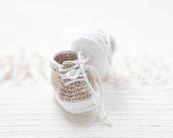 Baskets au crochet en 100% coton beige