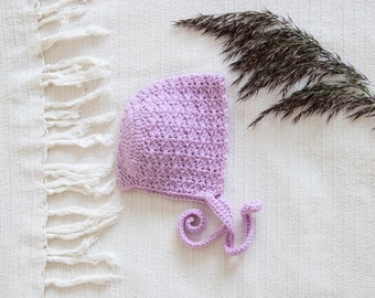 Crochet baby bonnet pink