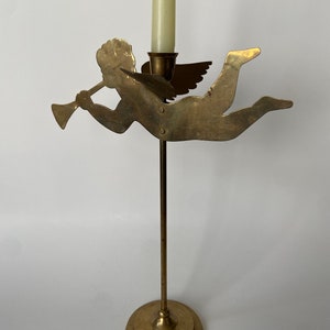 Brass Cherub Candlestick Holder, Large