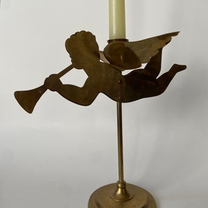 Brass Cherub Candlestick Holder, Small