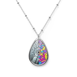 Wednesday Addams Dorm Room Window - Oval Necklace