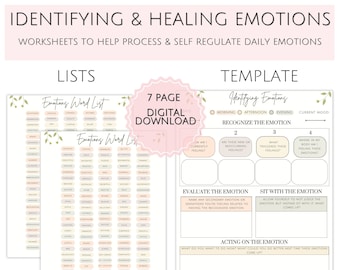 Emotion Worksheet Emotional Regulation Worksheets: Self-Healing, DBT Therapy Tool (PDF Printable)