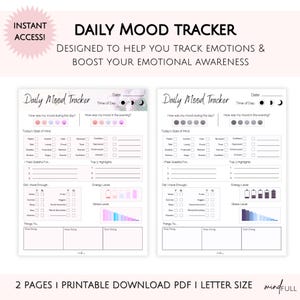 PDF Daily Mood Tracker - ADHD-planner | Geestelijke gezondheidsdagboek | Mood Diary & Wellness Tracker afdrukbaar | Zelfzorgtool voor reflectie